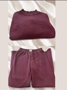 Parke monochrome Eggplant matching sweatshirt and sweatpants
